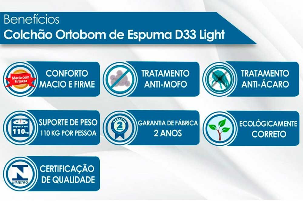 Cama Box: Colchão Espuma D33 Ortobom Light + Base CRC Suede Gray