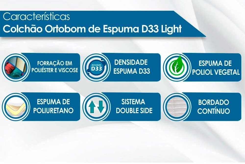 Cama Box: Colchão Espuma D33 Ortobom Light + Base CRC Suede Gray