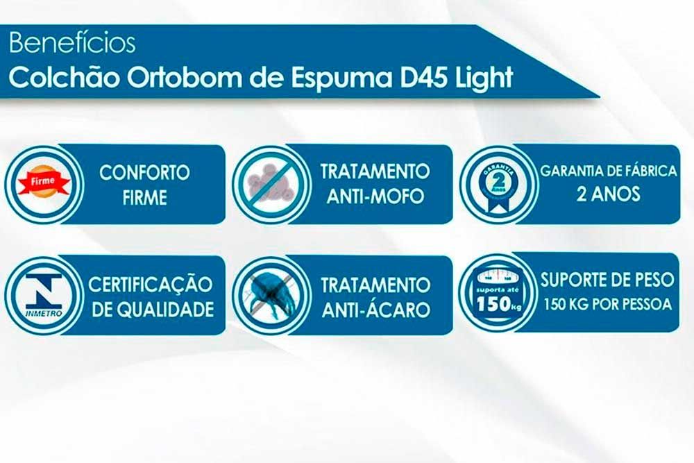 Cama Box: Colchão Espuma D45 Ortobom Light Ortopilow + Base CRC Suede Black