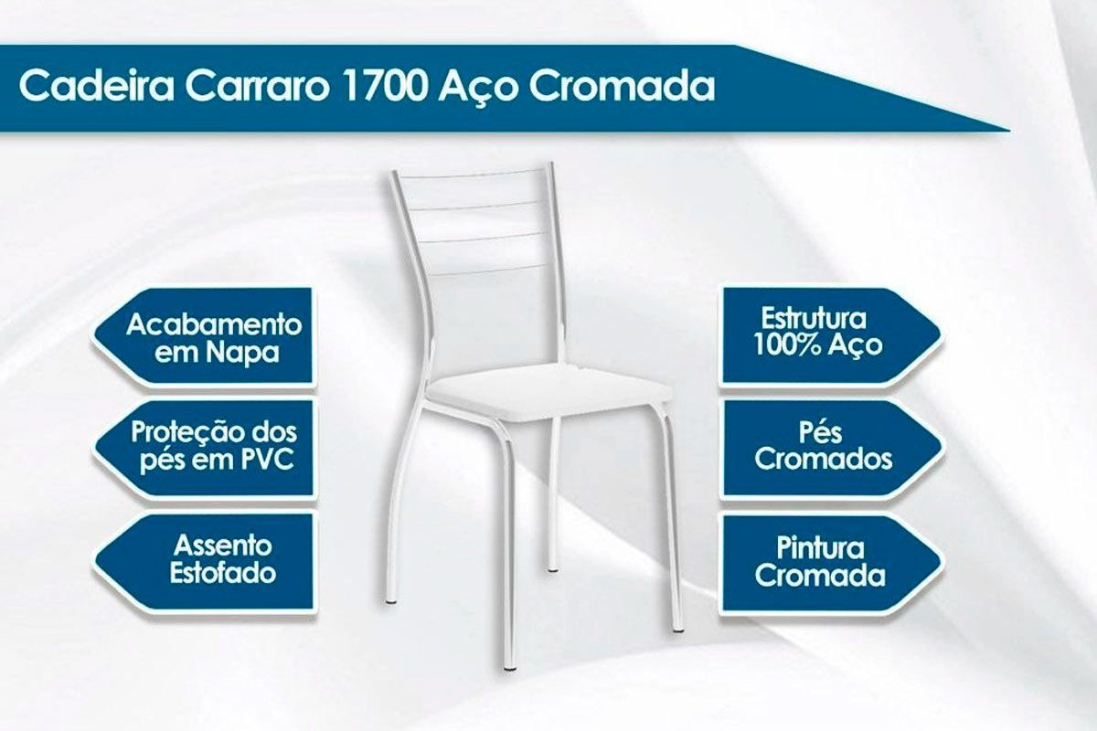 Cadeira Sala de Jantar 1700 Kit 4 Un - Carraro