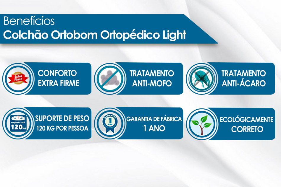 Cama Box: Colchão Ortopédico Ortobom Light OrtoPillow + Base CRC Courano White