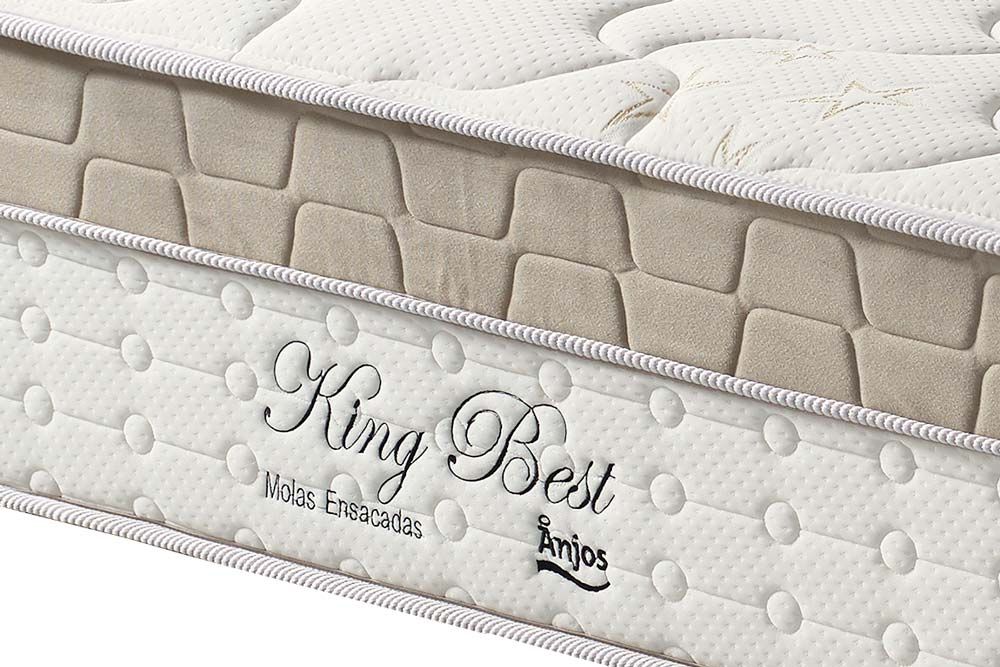 Conjunto Box: Colchão Anjos Molas Superlastic King Best + Cama Box Nobuck Bege Crema