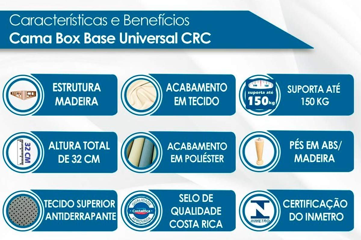 Conjunto Box - Colchão Herval Molas Maxspring American + Cama Box Universal CRC Courano Branco