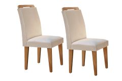 Cadeira Sala de Jantar Athenas Kit 2 Un - Rufato - Imbuia - Assento/Encosto Veludo Creme