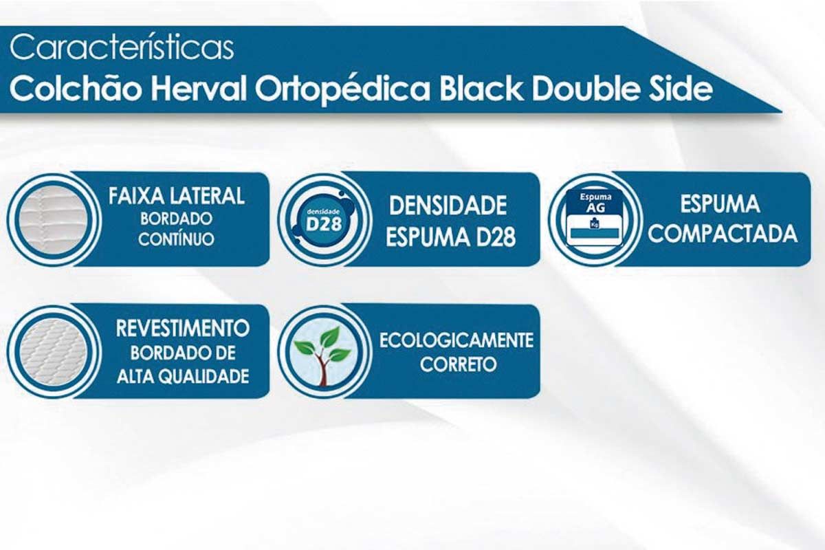 Conjunto Cama Box - Colchão Herval de Espuma D45 Black + Cama Box Baú Courano Nero Black