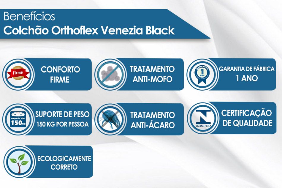 Cama Box Baú: Colchão Molas Bonnel Orthoflex Venezia + Base CRC Courano Black