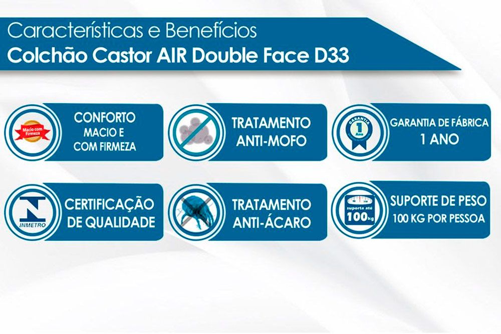 Colchão Castor D33 Black e White AIR Double Face+Cama Box