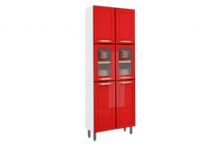 Paneleiro de Cozinha Colors 6037 c/ 6 Portas (2 c/ Vidro) 70cm - Bertolini - Cor - Branco/Vermelho Rouge