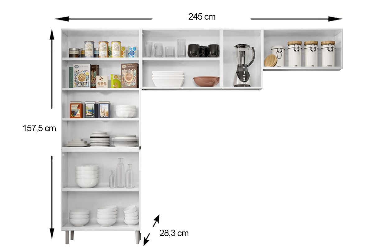 Cozinha Compacta Múltipla 3 Peças (2 Armários + 1 Paneleiro) CPT98 - Bertolini