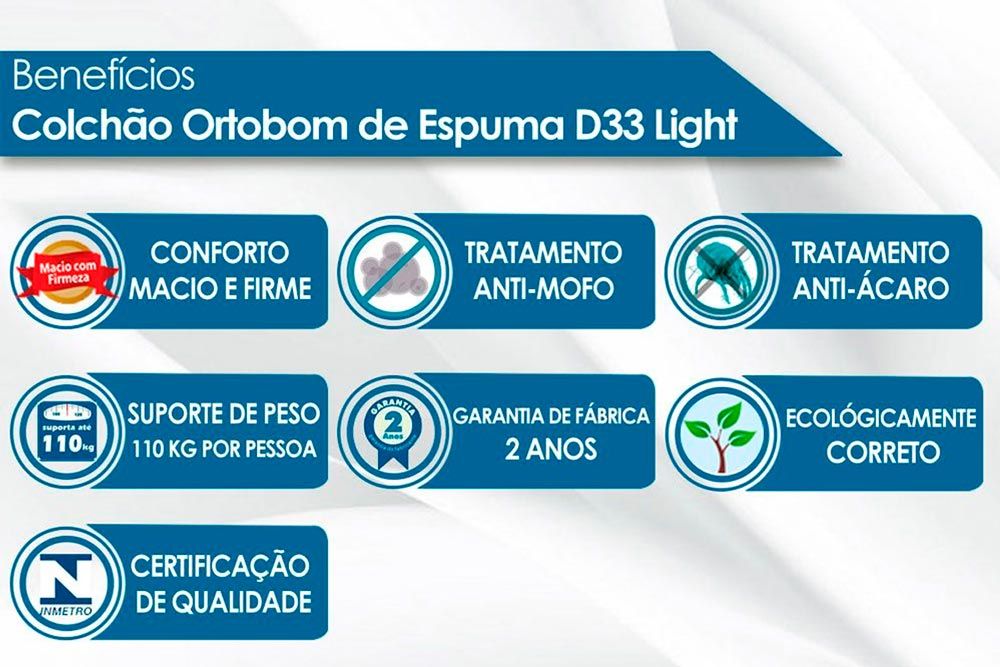 Cama Box: Colchão Espuma D33 Ortobom Light Saúde + Base CRC Suede Brown