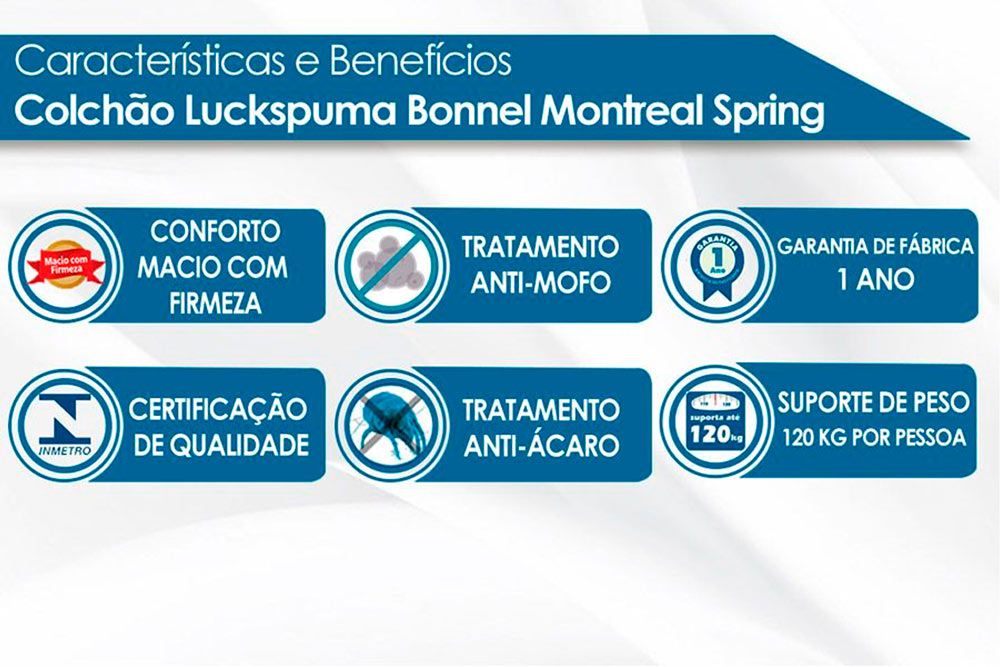 Conjunto Box - Colchão Luckspuma Molas Bonnel Montreal Spring OF + Cama Box Baú Universal CRC Camurça Bege