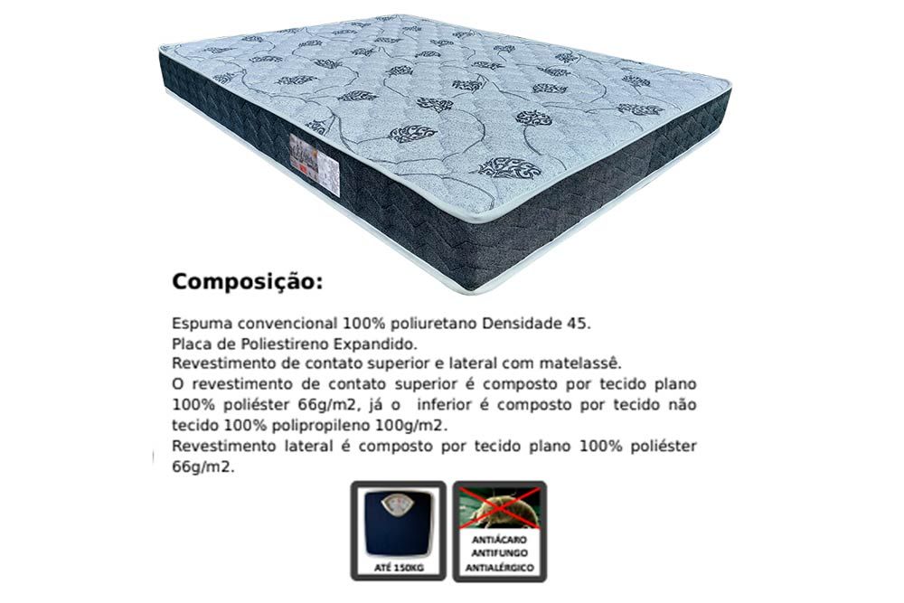 Cama Box: Colchão Anatômico Orthoflex D45/EP Cecina + Base CRC Suede Gray
