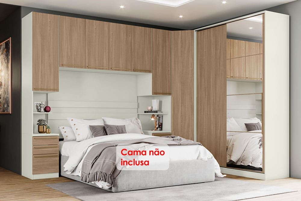 Quarto Casal Modulado Seletto 5 Peças (1 Ponte + 1 G Roupa + 1 Closet + 2 Complementos) QM01 - Henn