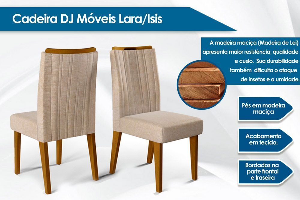 Cadeira Sala de Jantar Isis Kit 6 Un - DJ Móveis