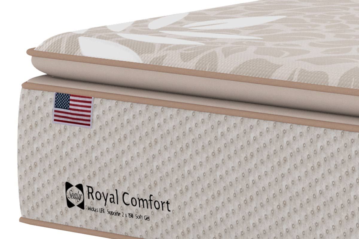 Cama Box Baú: Colchão Molas Sealy Posturepedic Royal Confort + Base CRC Courano Branco