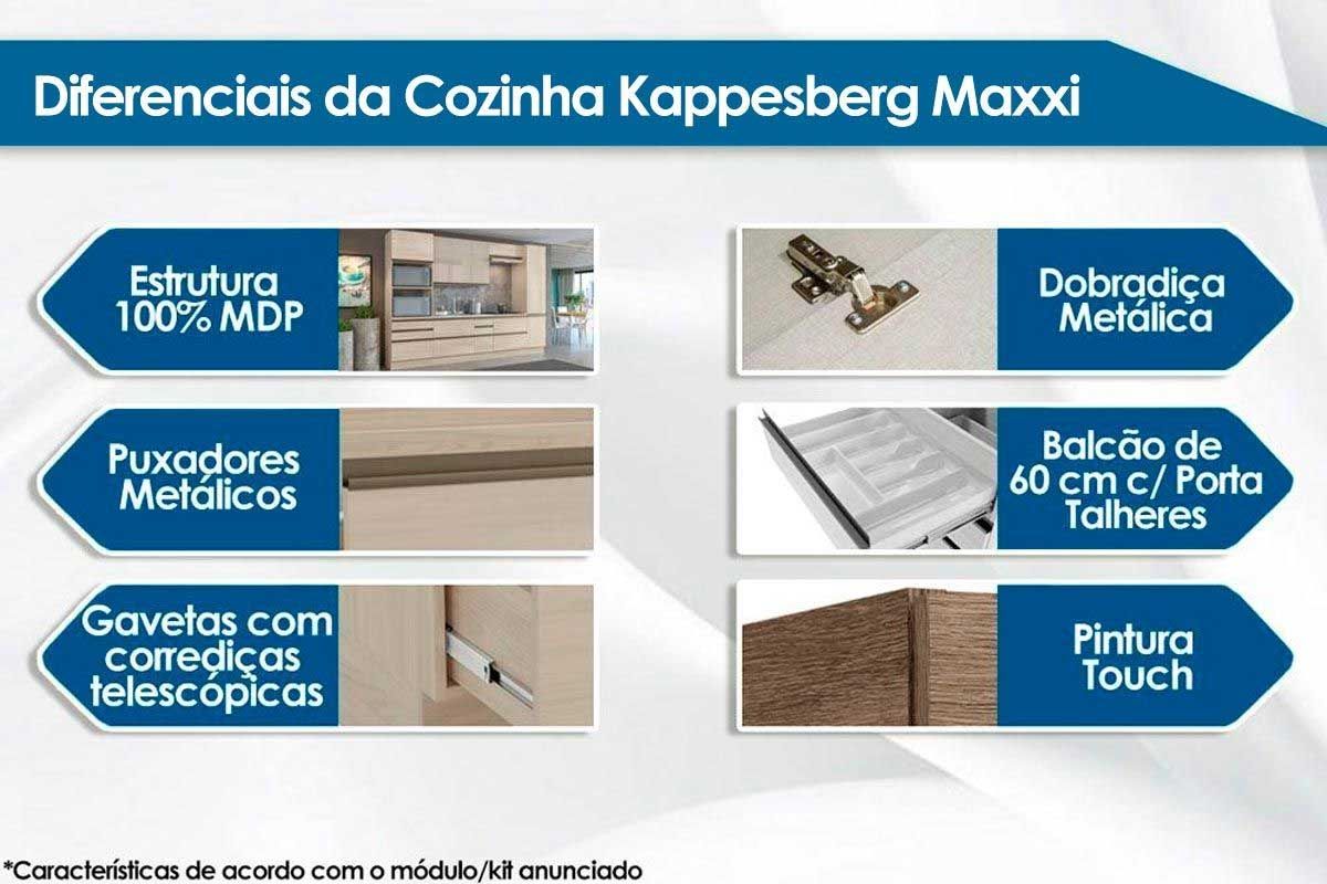 Balcão de Cozinha Maxxi G742 p/Cooktop 1 Porta c/Tampo 60cm - Kappesberg