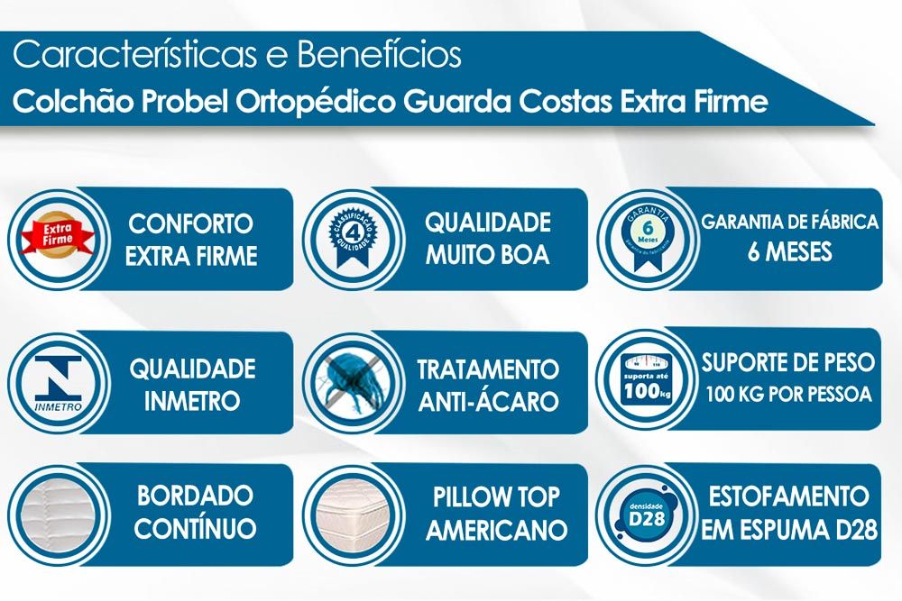 Cama Box: Colchão Anatômico Probel D33/AG65 Guarda Costas Extreme Resistence + Base CRC Suede Clean