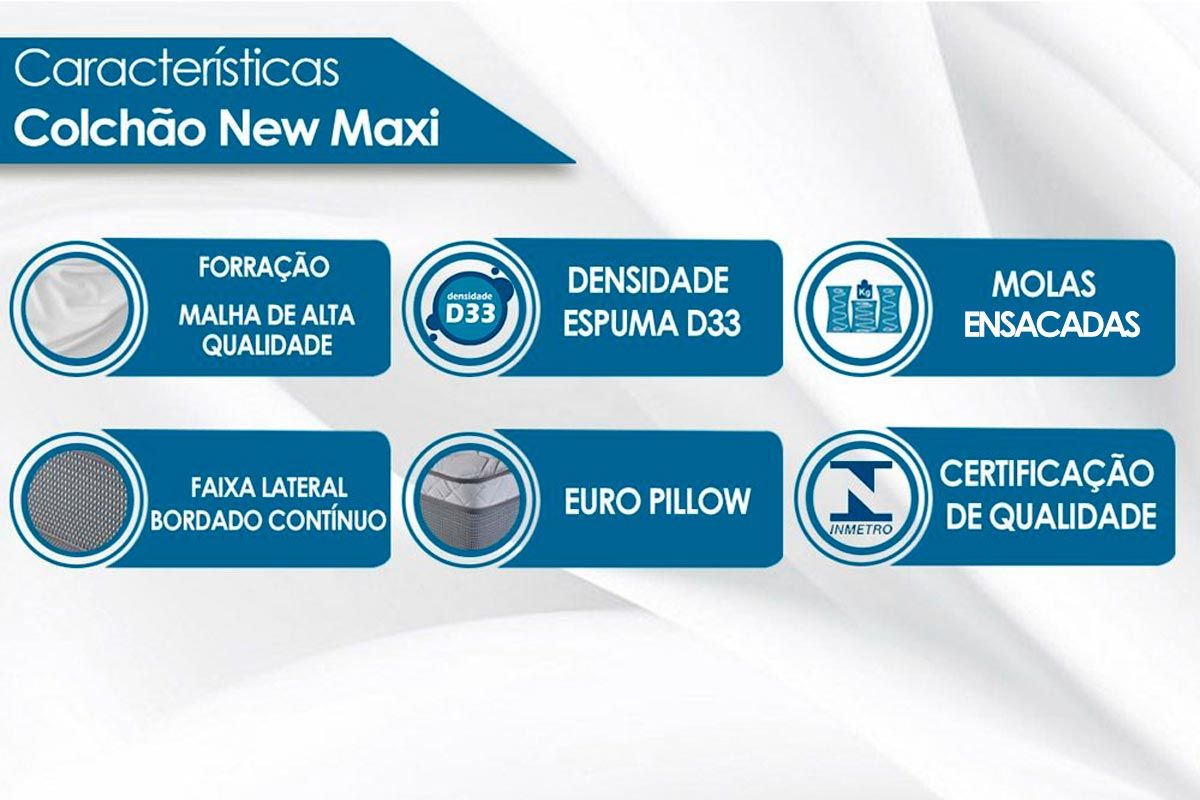 Conjunto Box - Colchão Luckspuma Molas Ensacadas MasterPocket New Maxi + Cama Box Universal Nobuck Cinza