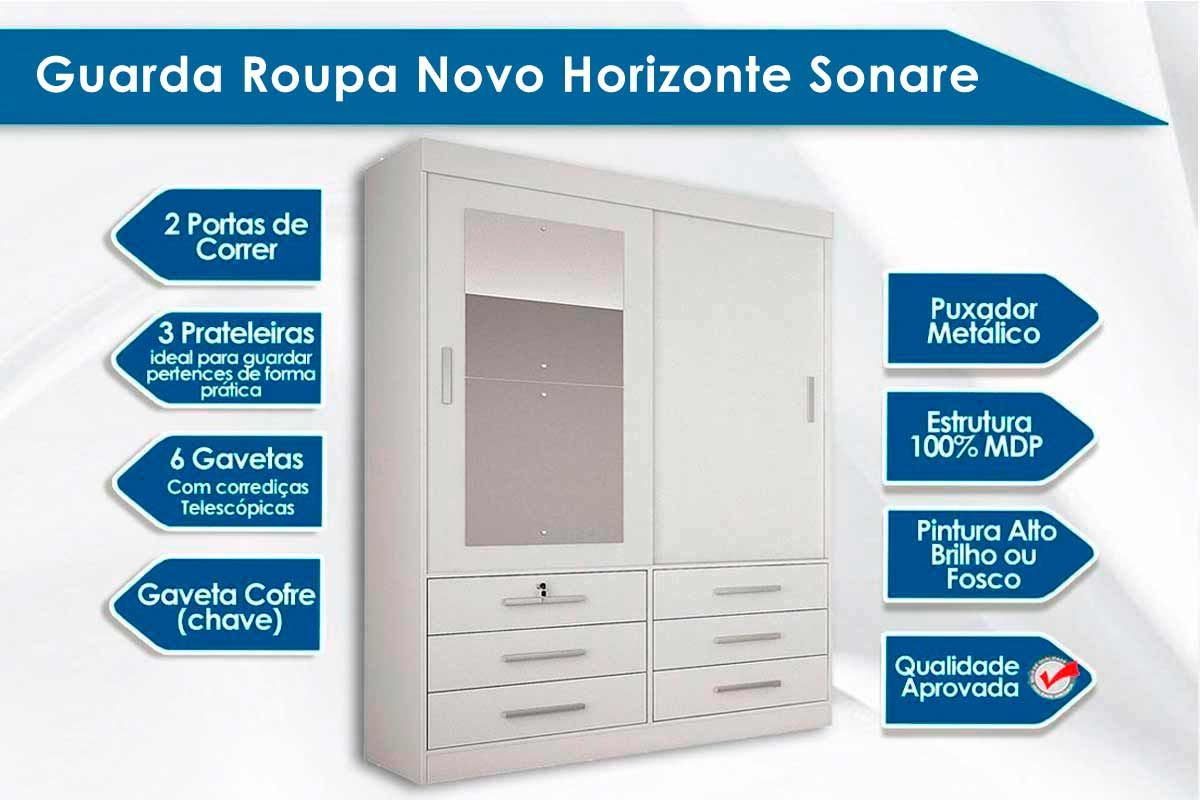 Guarda Roupa Novo Horizonte Sonare+Cama Box Anjos