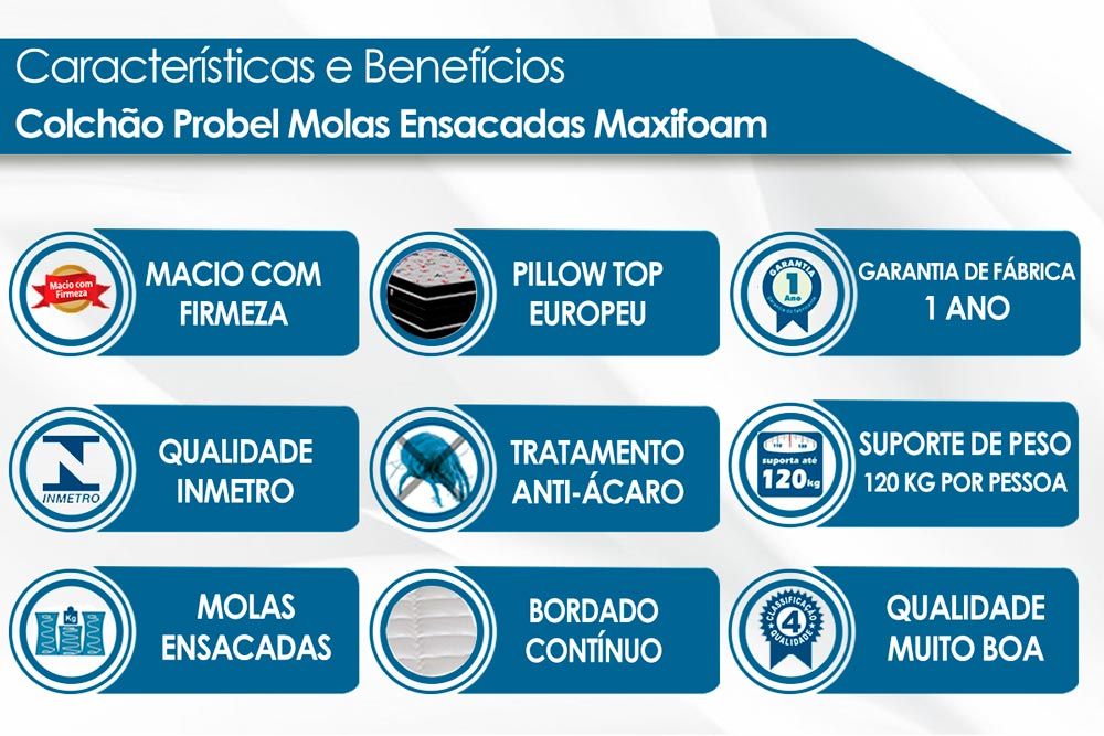 Cama Box: Colchão Molas Ensacadas Probel MasterPocket Maxifoam + Base CRC Suede Brown