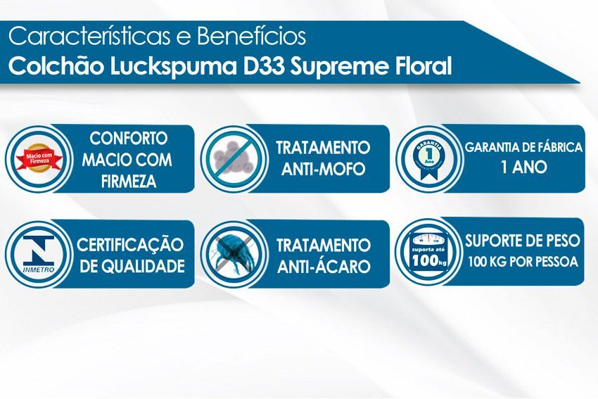 Conjunto Box-Colchão Luckspuma D33 Supreme+Cama  Baú