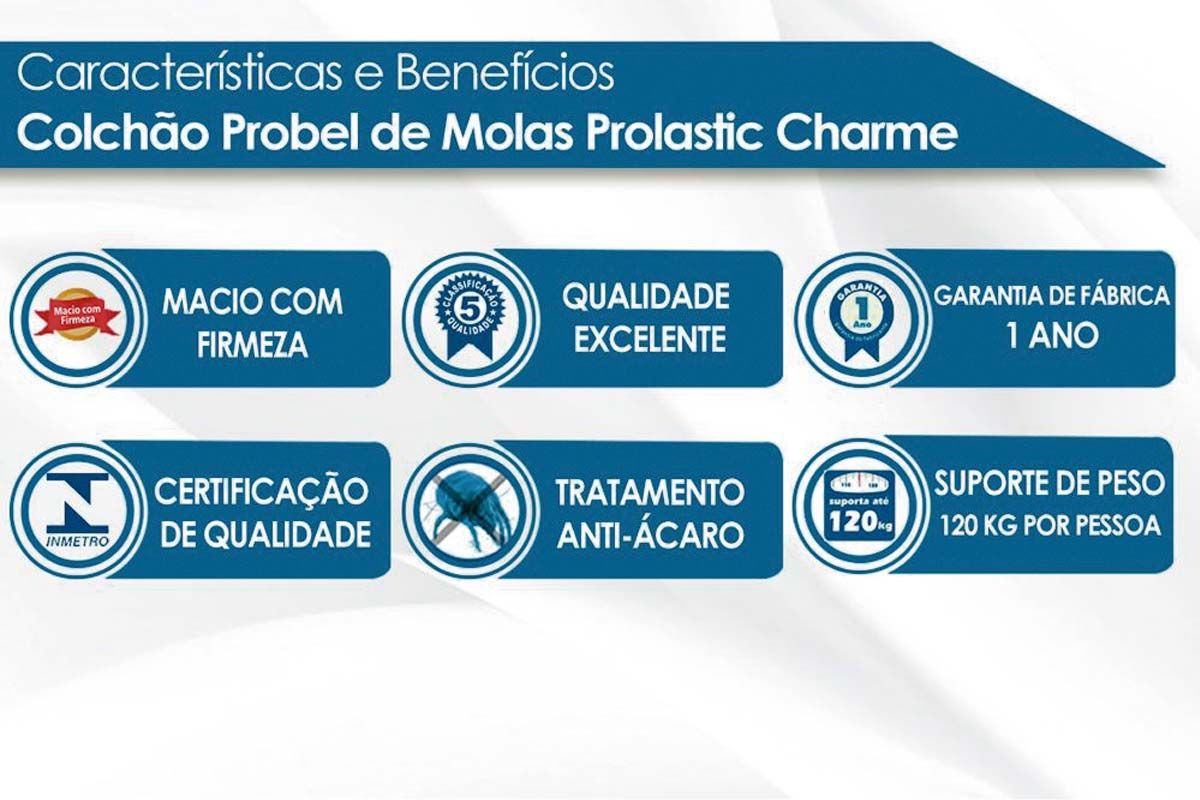 Cama Box: Colchão Molas Probel Prolastic Charme + Base CRC Suede Brown