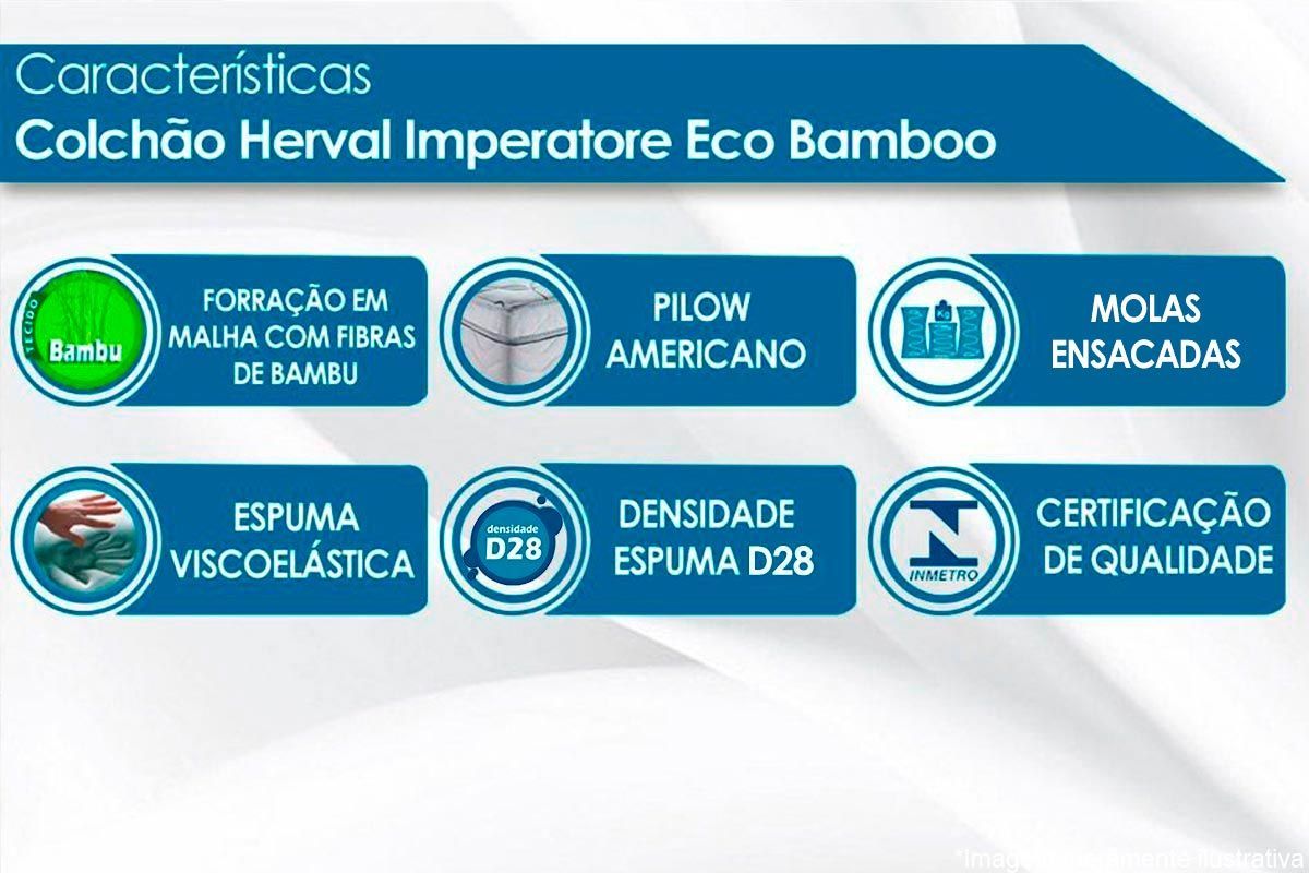 Cama Box Baú: Colchão Molas Ensacadas Herval MasterPocket  Imperatore Eco Bamboo + Base CRC Courano White